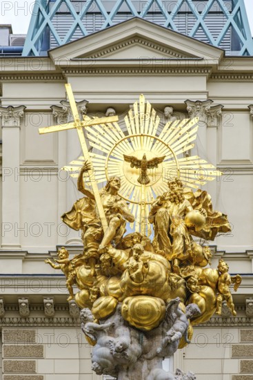 The Vienna Plague Column, a baroque monument commemorating the plague column epidemic of 1679 in the middle of the Graben in the centre of Vienna, Austria
