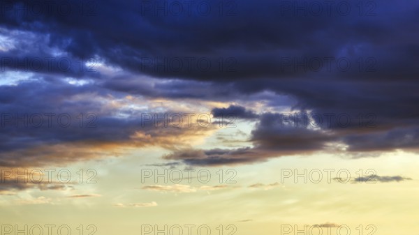 Dramatic cloudy sky, dark storm clouds, evening sky, text free space, Suðurland, Sudurland, Iceland