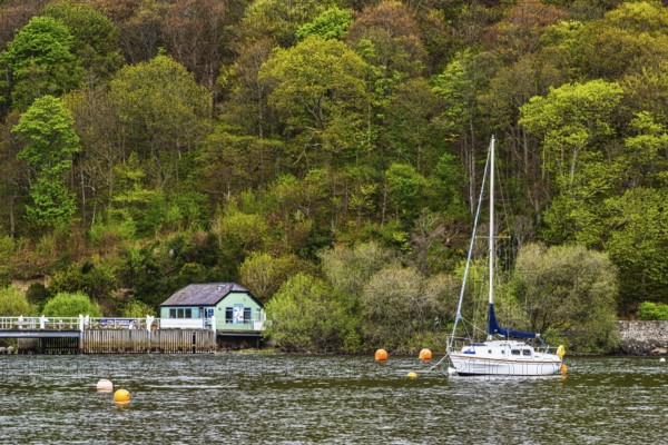 Boats on Ullswater Lake, Pooley Bridge, Lake District National Park, Cumbria, England, United Kingdom