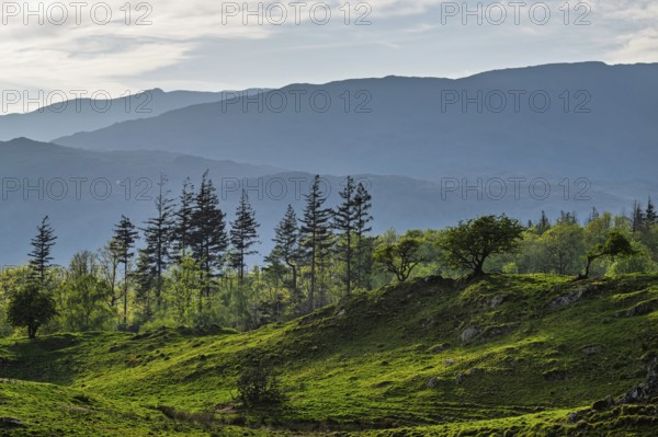 Mountains in Lake District National Park over Coniston Water, Cumbria, England, United Kingdom