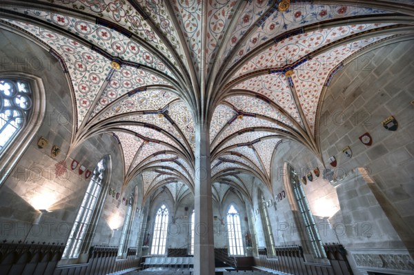 Vaults in the summer refectory, early 14th century, remodelled in the 19th century, Bebenhausen Monastery, Bebenhausen district of Tübingen, Baden-Württemberg, Germany
