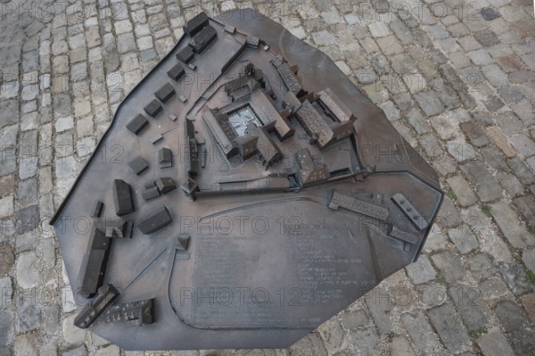 Bronze casting from Bebenhausen Monastery, overview with designations, Bebenhausen Monastery and Castle, district of Tübingen, Baden-Württemberg, Germany