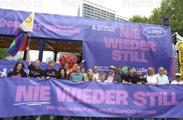 Opening of the 47th Christopher Street Day with Klaus Lederer, Cansel Kiziltepe, Saskia Esken, Josephine Ortleb, Alfonso Pantisano, Petra Pau and Omid Nouripour, among others, under the motto Never again silent in Berlin on 26 July 2025