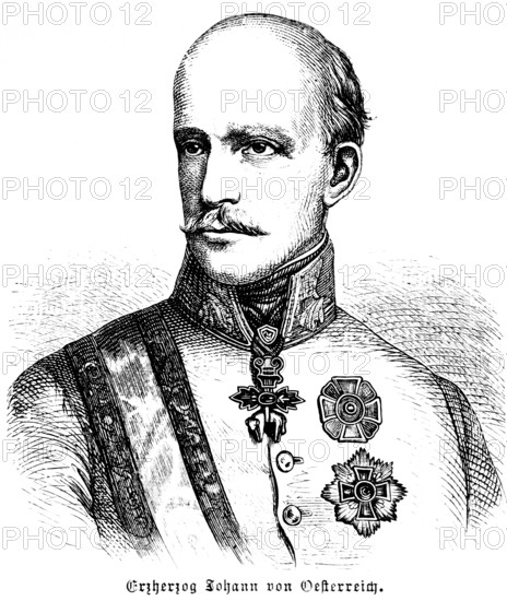 Archduke Johann of Austria, House of Habsburg, Austrian field marshal, German imperial administrator, portrait, Prussia, historical illustration 1896