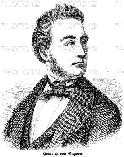 Heinrich Wilhelm August Freiherr von Gagern, Hessian Minister, Member of Parliament and President of the National Assembly, liberal politician, President of the Reich, portrait, Prussia, historical illustration 1896