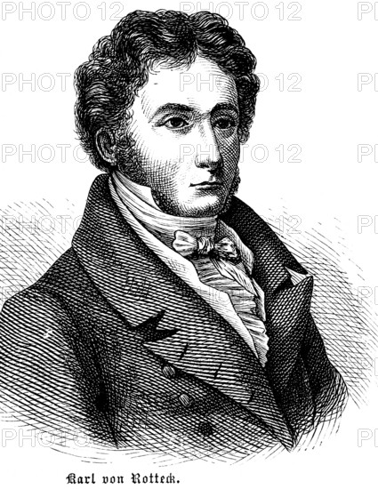 Karl Wenzeslaus Rodeckher von Rotteck, political scientist, historian and liberal politician. portrait, Prussia, historical illustration 1896