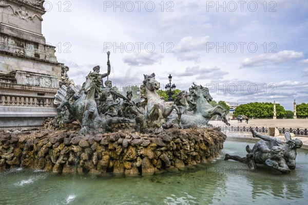 Fontaine du Char du Triomphe de la Concorde, Place des Quinconces, Bordeaux, Gironde, Nouvelle-Aquitaine, France