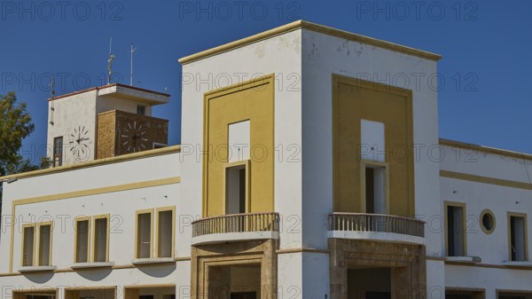Hotel Roma, A modern building with geometric design, balconies and striking façade, Armando Bernabiti, Historicism, Rationalism, Art Deco, Rationalism, Rodolfo Petraco, Fascism, Portolago, Lakki, Leros, Dodecanese, Greek Islands, Greece