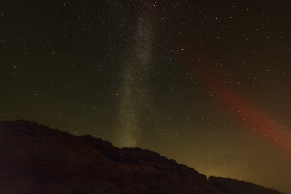 Northern Lights with Milky Way at the North Sea, Elbogen, List, Sylt, Schleswig-Holstein
