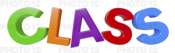 Plastic magnetic letters spelling the word class isolataed on a white background