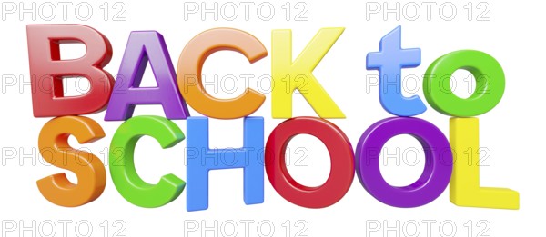 Stacked plastic magnetic letters spelling the phrase back to school isolated on a white background