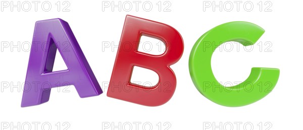 Plastic magnetic letters ABC isolated on a white background