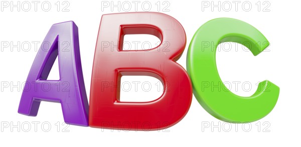 Plastic magnetic letters ABC with fisheye lens isolataed on a white background