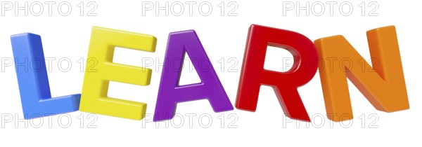 Plastic magnetic letters spelling the word learn isolated on a white background