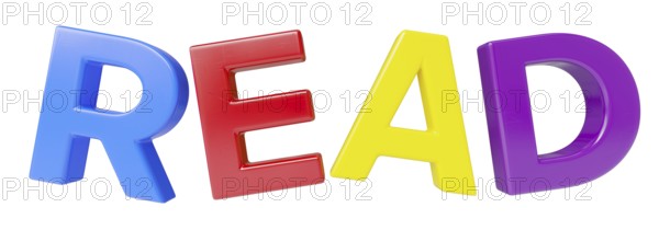 Plastic magnetic letters spelling the word read isolated on a white background