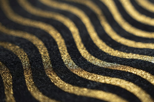 Background of Black and Gold Suede Texture with Wave Pattern, AI generated