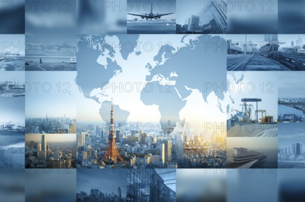 Concept of global international trade and commerce and interconnected businesses global corporations, AI generated
