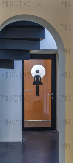 Corridor to the ladies' toilet in a public building, Berlin, Germany