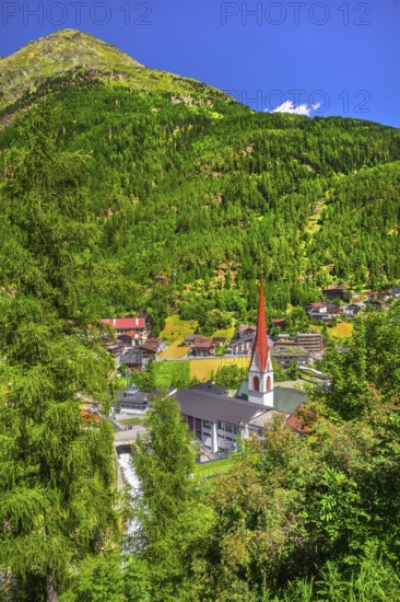 View of the village and the valley, Sölden, Ötztal, Ötztal Alps, Tyrol, Austria