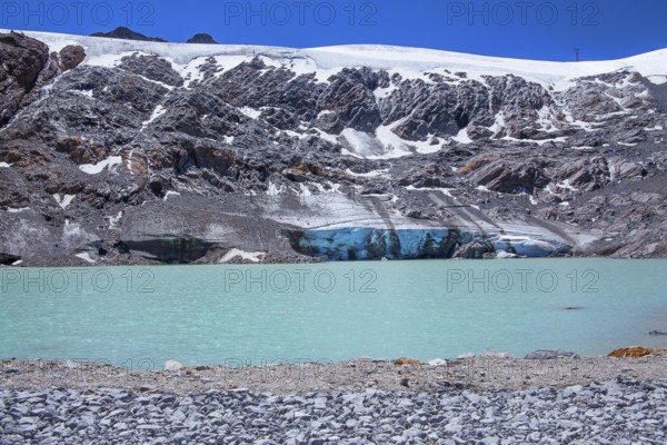 Rettenbachferner with glacial lake on the Ötztal Glacier Road, Sölden, Ötztal, Ötztal Alps, Tyrol, Austria