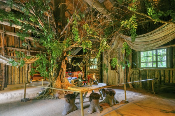 Interior of the Hundinghütte in the castle park of Linderhof Castle, Ettal, Ammertal, Upper Bavaria, Bavaria, Germany, UNESCO World Heritage Site