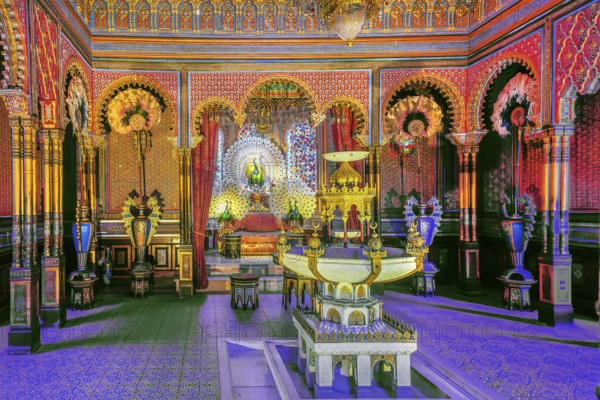 Interior of the Moorish Kiosk in the park of Linderhof Palace, Ettal, Ammertal, Upper Bavaria, Bavaria, Germany, UNESCO World Heritage Site