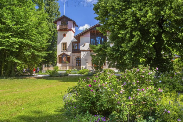 Pompeian-Bavarian casino on the Rose Island in Lake Starnberg, Feldafing, Upper Bavaria, Bavaria, Germany