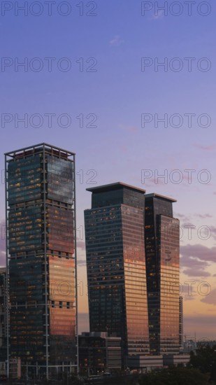 Israel, Tel Aviv financial business district skyline with shopping malls and high tech offices