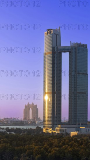 UAE, United Arab Emirates, Abu Dhabi downtown panorama and financial center skyline