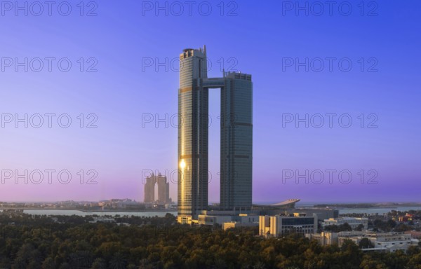 UAE, United Arab Emirates, Abu Dhabi downtown panorama and financial center skyline
