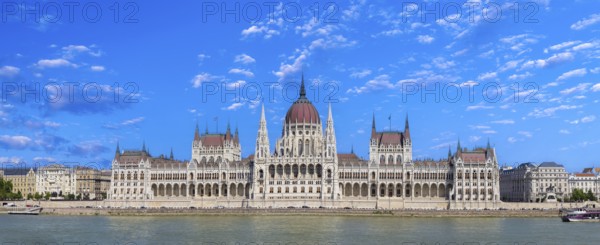 Hungary, panoramic view of the Parliament and Budapest city skyline of historic center