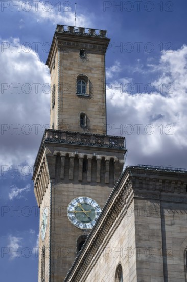 Town hall tower in Fürth, a copy of the town hall in Florence, Italy, Fürth Bavaria, Middle Franconia, Bavaria, Germany