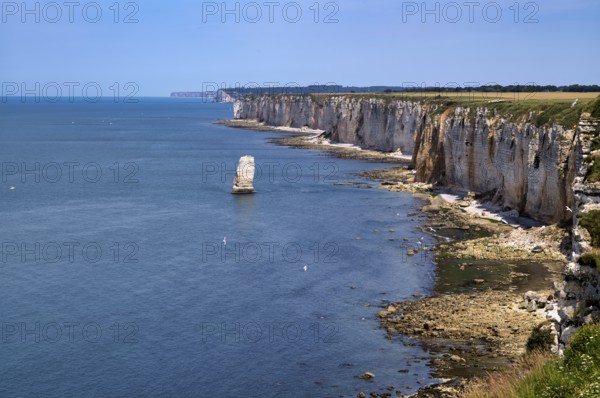 Aiguille de Belval, Étretat, sea, cliffs, cliffs, chalk cliffs, alabaster coast, La Côte d'Albâtre, Normandy, Seine-Maritime, France