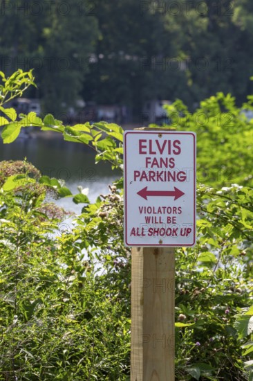 Shelbyville, Michigan - A sign allows parking for Elvis fans at an access point for Selkirk Lake
