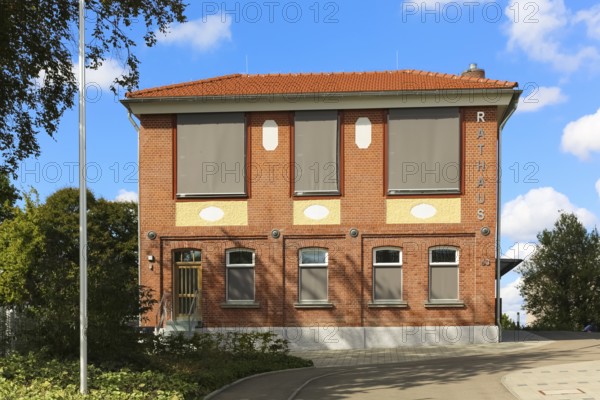New town hall in the former Kindler corset factory, former Gotthold Kindler and Cie. corset factory, factory building, former textile industry, brick, building, Gomaringen, district of Tübingen, Baden-Württemberg, Germany