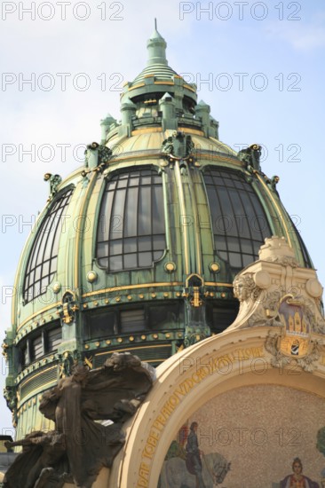 Green Dome, Church of St. Nicholas, Municipal House, Art Nouveau architecture, Unesco World Heritage Site, Prague Old Town, Prague, Czech Republic