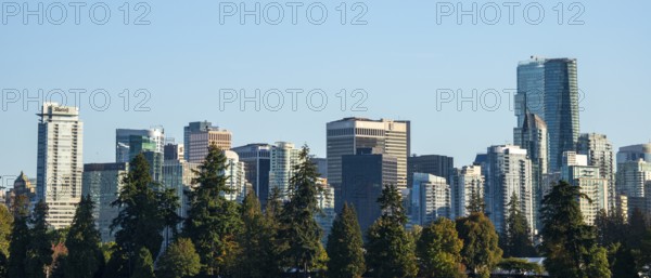 Skyline, city view with skyscrapers, Vancouver, British Columbia, Canada