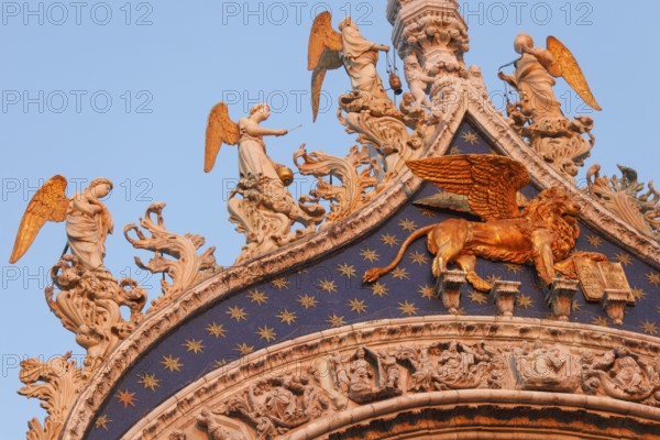 Ornate details on Basilica San Marco, St Mark's Square, Venice, Veneto, Italy