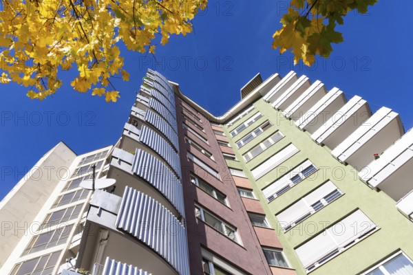 Julia skyscraper designed by architects Hans Scharoun and Wilhelm Frank. The building is part of the Romeo and Juliet ensemble in the Rot district. Stuttgart, Baden-Württemberg, Germany