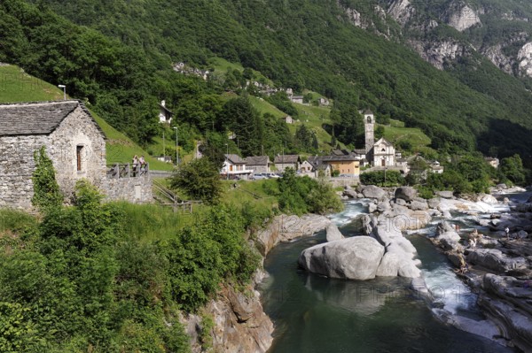 Rocks and Gums, Lavertezzo, Verzasca Valley in the Canton of Tessin, Switzerland