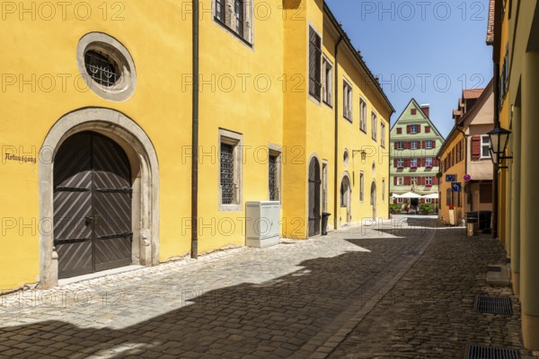 Colorful houses, Old historical city of Dinkelsbühl, middle Franconia, Bavaria, Germany