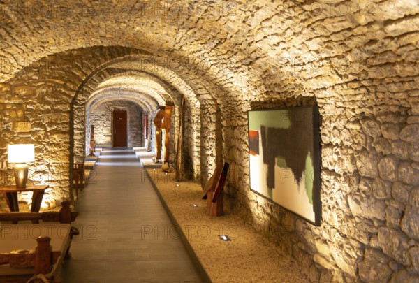 Interior El Monasterio de Boltaña, former monastery now hotel and spa, Boltana, Huesca province, Aragon, Spain