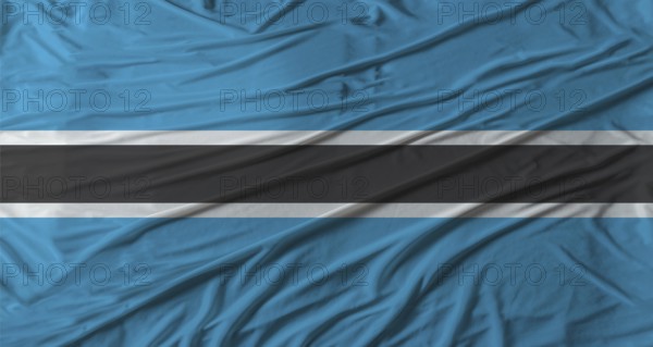 Close up of Botswana flag waving. Flag of Botswana with cloth texture