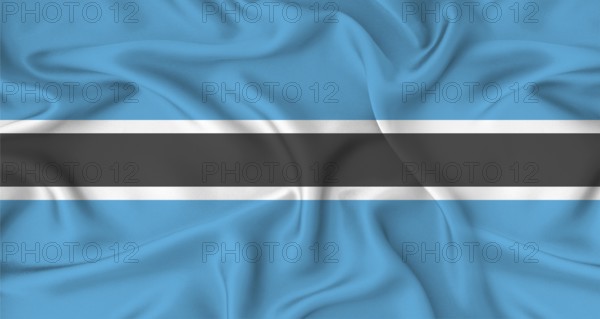 Close up of flag of Botswana with cloth texture. Realistic Botswana flag waving