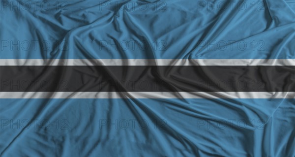 Botswanan flag with fabric texture background. National flag of Botswana with cloth texture