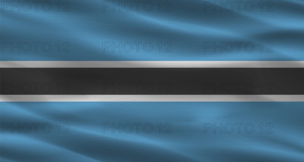 Botswana flag with fabric texture. Realistic flag of Botswana waving