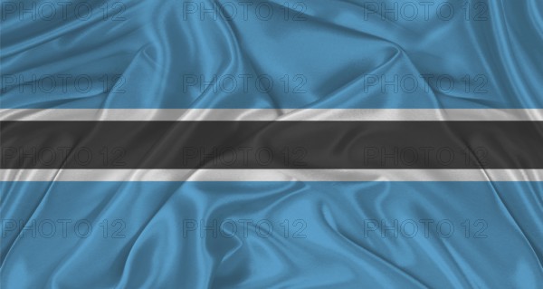 Realistic Botswana flag waving. Close up of flag of Botswana with cloth texture