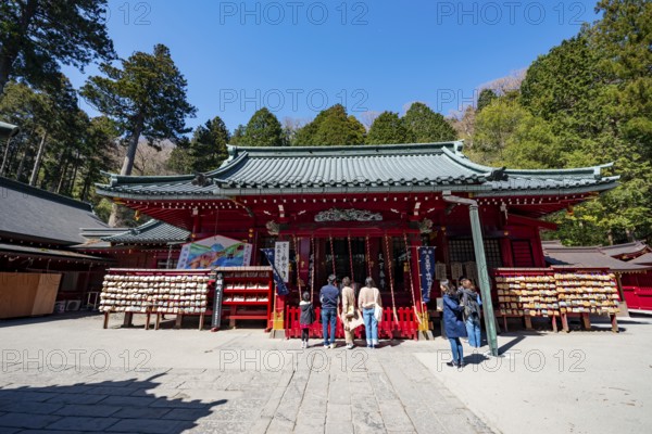 Worshippers at Shinto Shrine, Hakone Shrine, Hakone, Japan