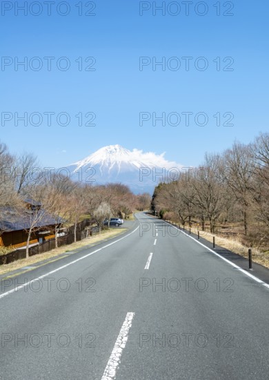 Road leads to Mount Fuji volcano, wanderlust, Yamanashi Prefecture, Japan