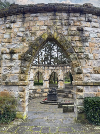 Memorial in memory of for in honor of the dead from the wars In the Wittringer Wald recreation area, Gladbeck, North Rhine-Westphalia, Germany